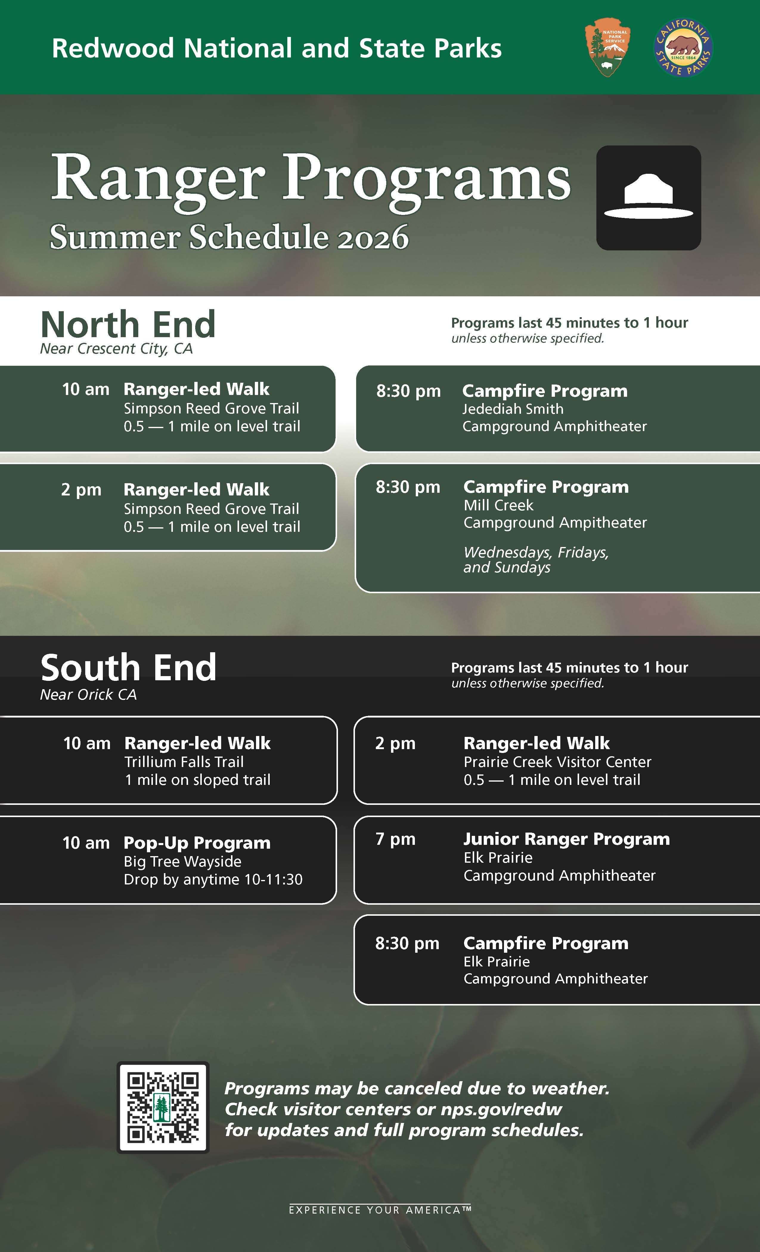 Summer Program Flyer for Redwood National and State Parks