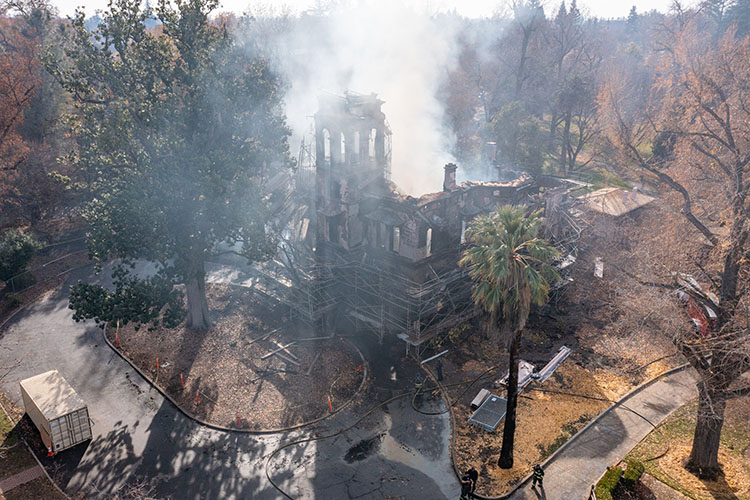 Aerial view of Bidwell Mansion on Dec. 11, 2024. Photo from California State University, Chico.