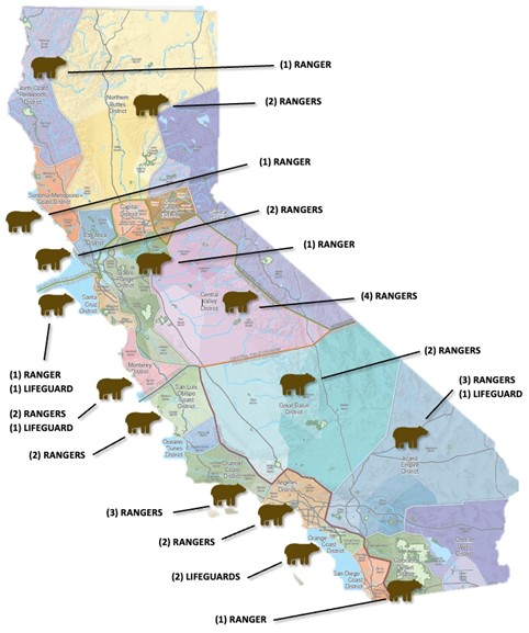 Assigned locations for the graduating class of Basic Visitor Services Training (BVST) 50.
