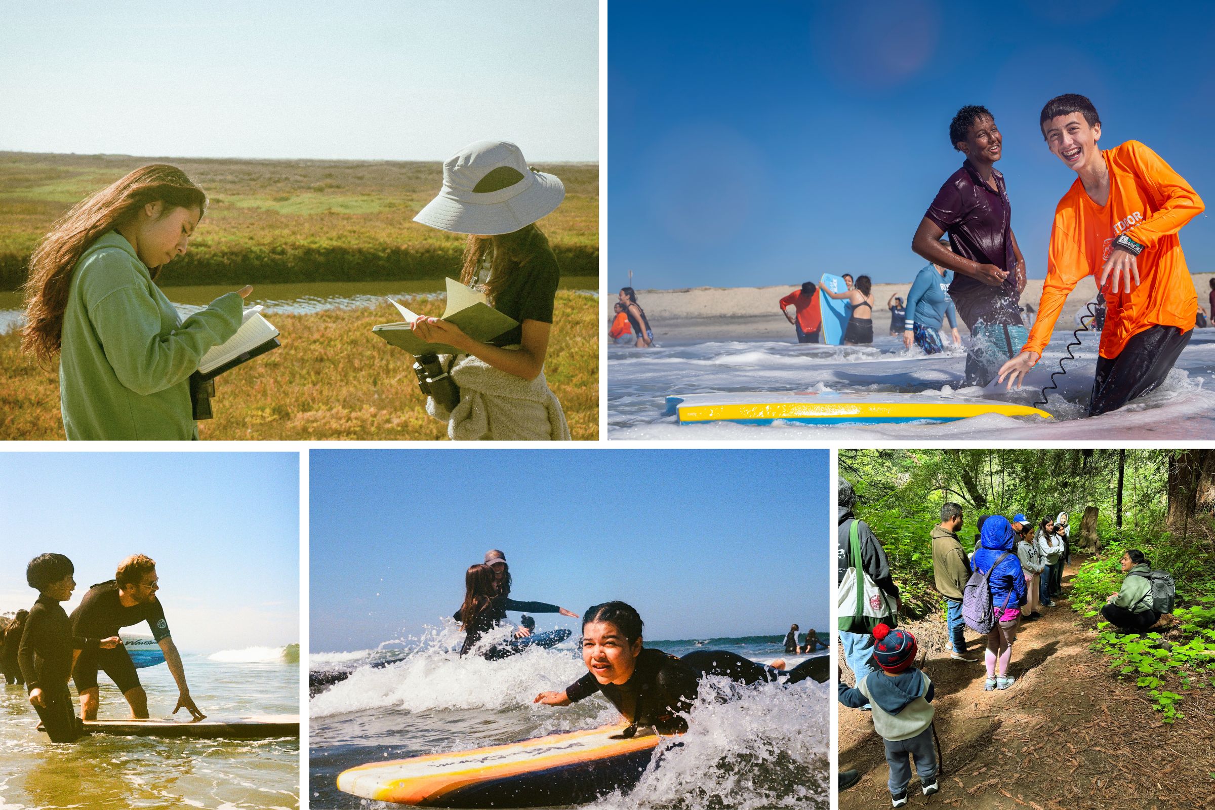 Participants learning about ecosystems, surfing, hiking and spending time together at California's state parks through programs offered under the Community Access Agreement pilot program.
